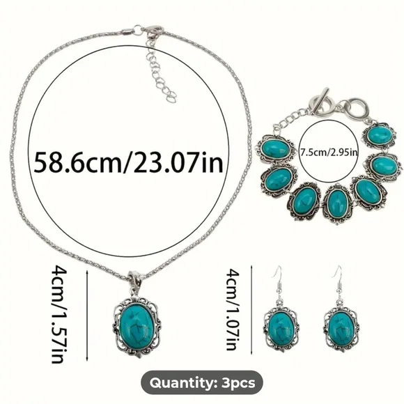 Silver Necklace with Turquoise Pendant - Picture 10 of 10